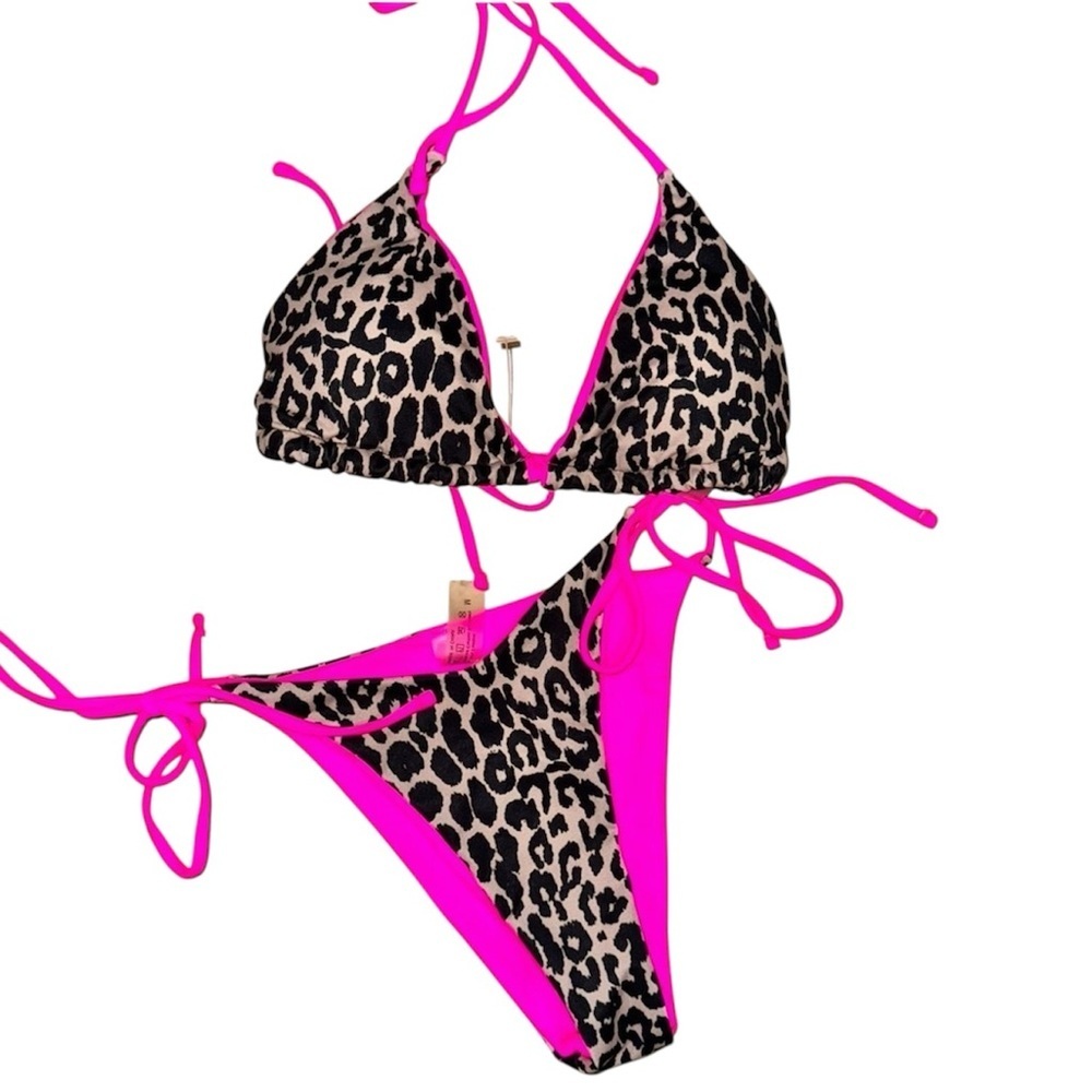 Leopard Print Bikini with Pink Accents